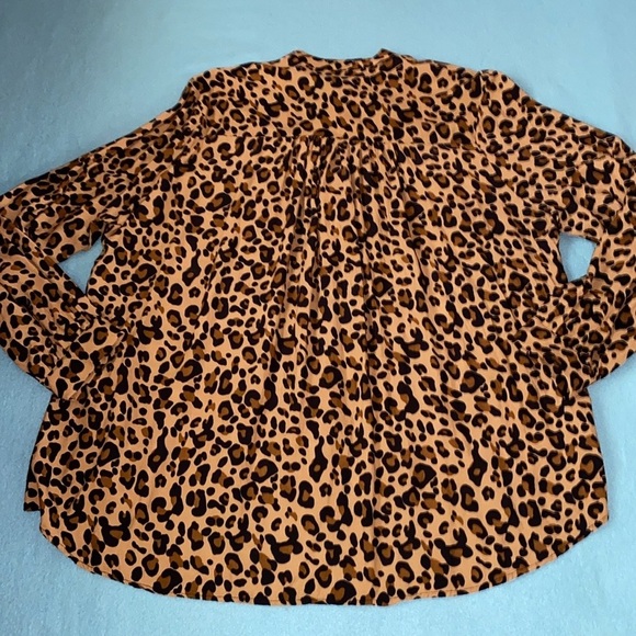 AMARYLLIS leopard print button up high low bow tie neck long sleeve NEW size 3X - Picture 3 of 13
